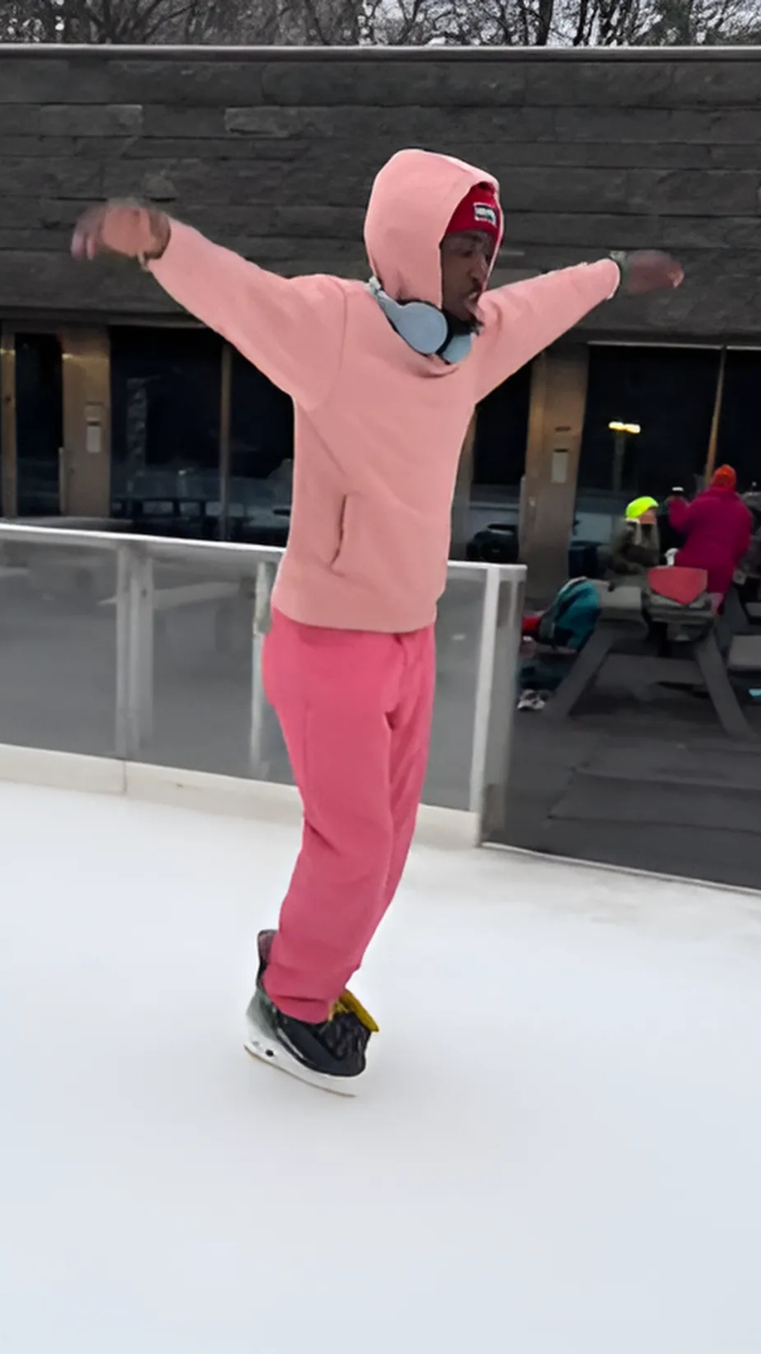 Ice skating moonwalk challenge with incredible moves