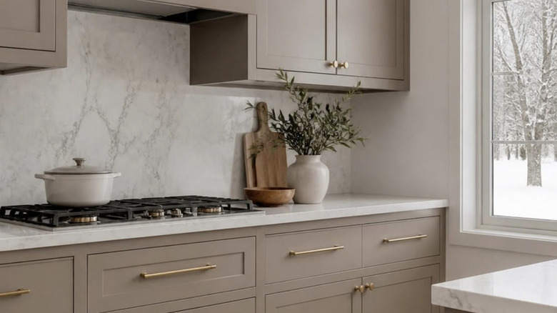 warm stone color in kitchen