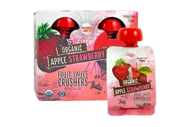 Trader Joes Organic Apple Strawberry Fruit Sauce Crushers package and pouch