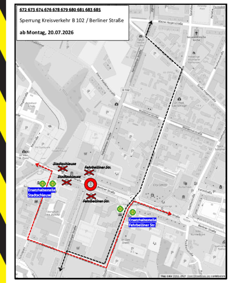 Kreisverkehr in Rathenow bis Ende August gesperrt – Ausbau der B102 beginnt