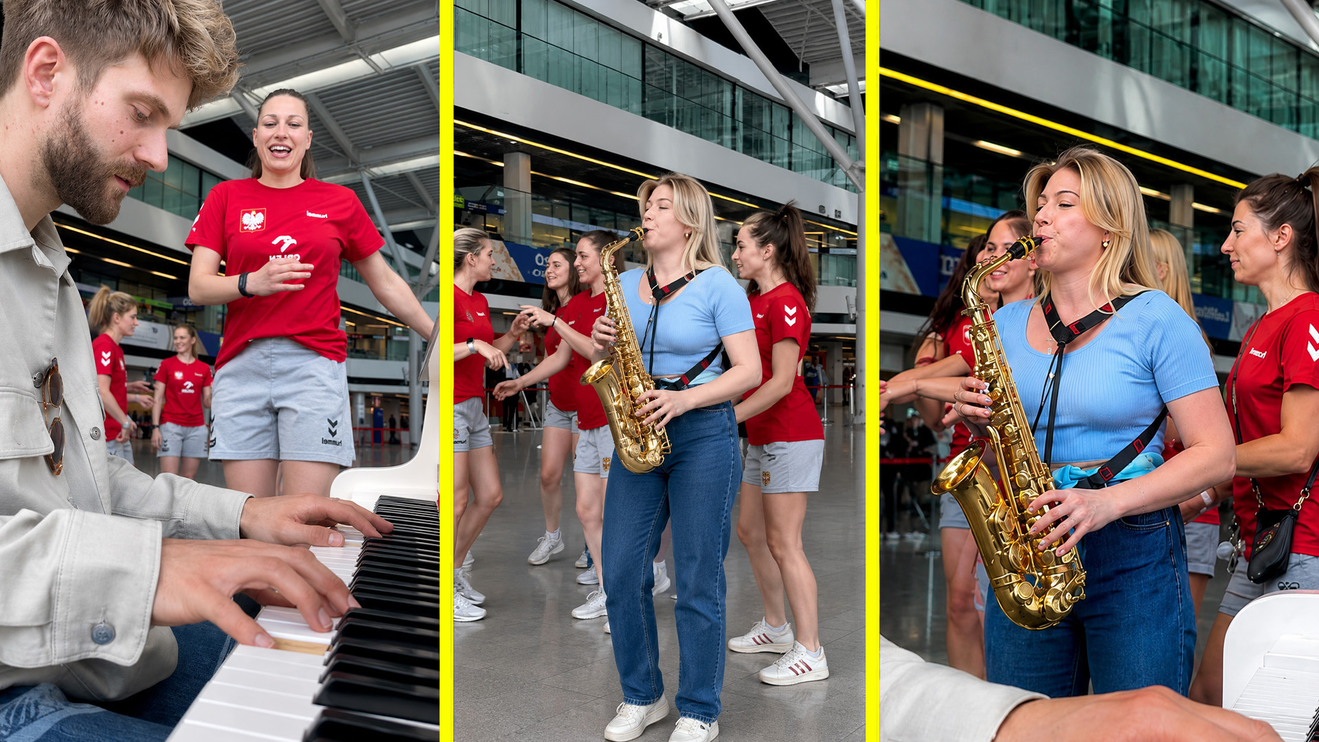 A spontaneous piano and saxophone performance