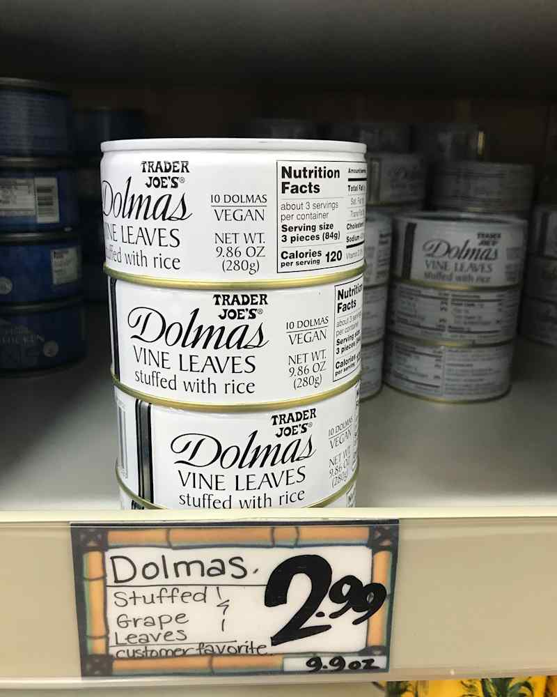 Dolmas on shelf at Trader Joe's store