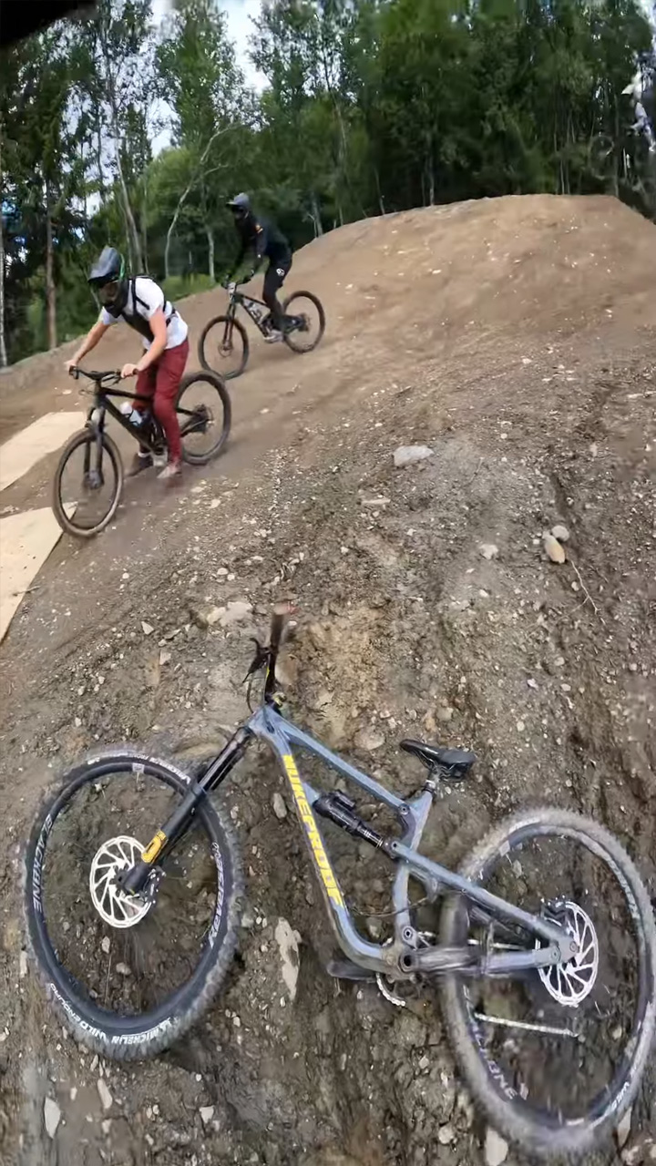 Mountain bike jump ends in a hard crash