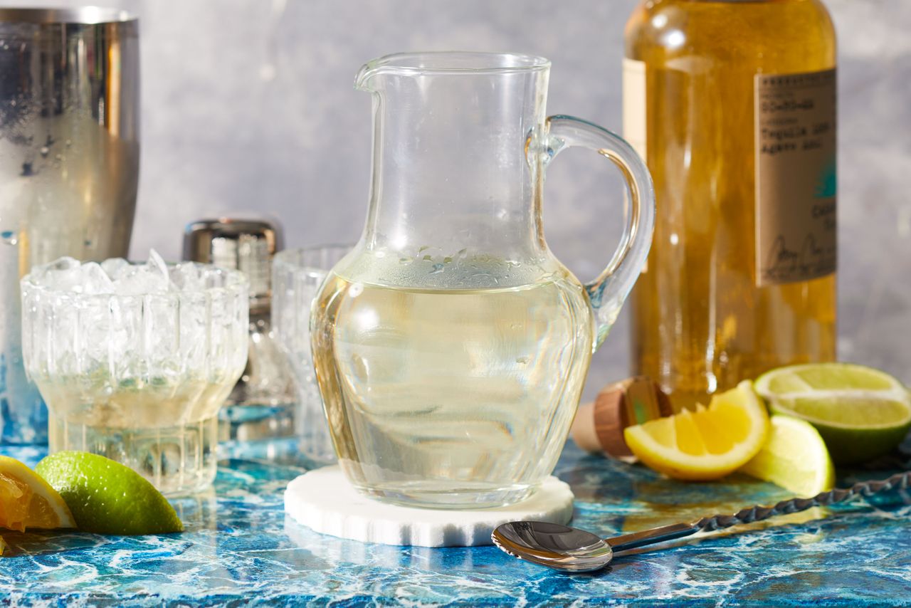 Southern Living Simple Syrup in a pitcher ready to use