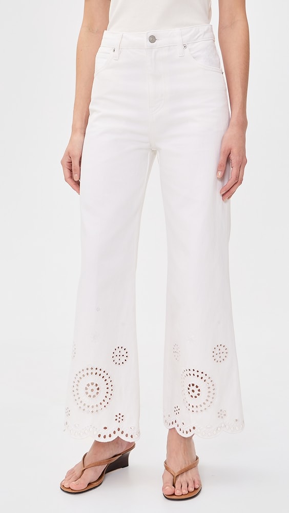 FRAME The Eyelet Wide Flare Jeans - White