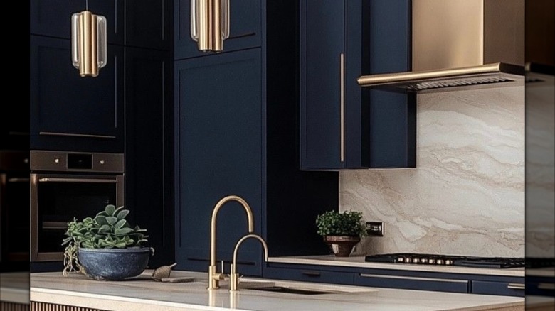 navy blue kitchen design