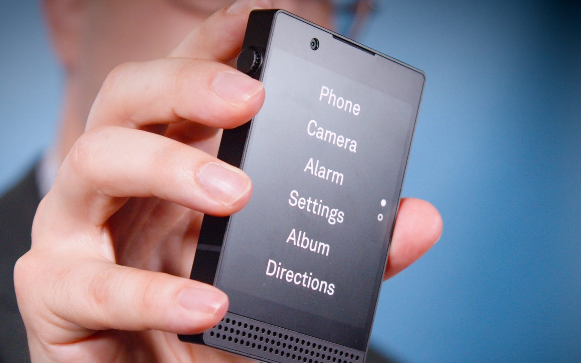 Ed Wiseman holding the Light Phone III