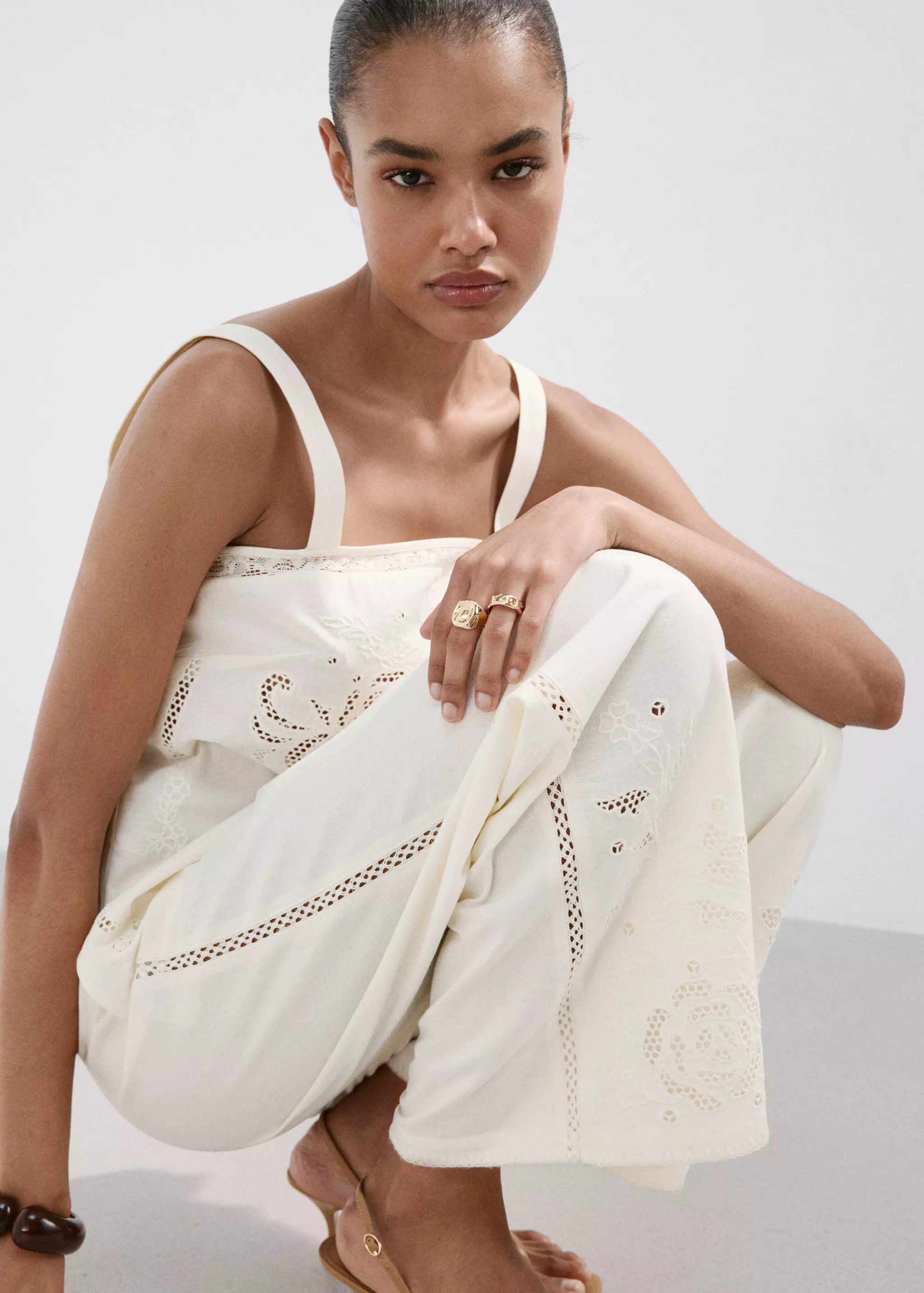 MANGO Openwork-Embroidered Palazzo Pants - Women | Mango Usa