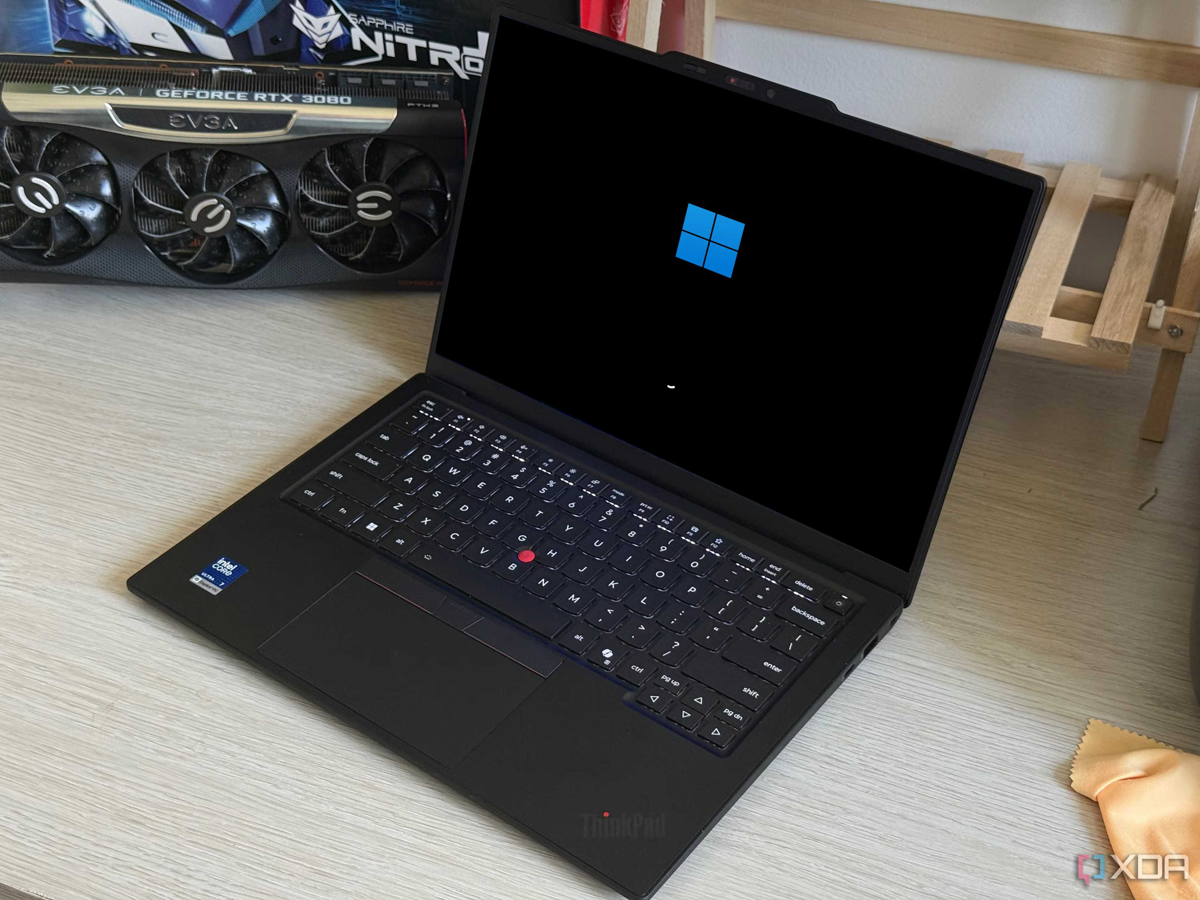 A laptop showing a Windows 11 boot screen