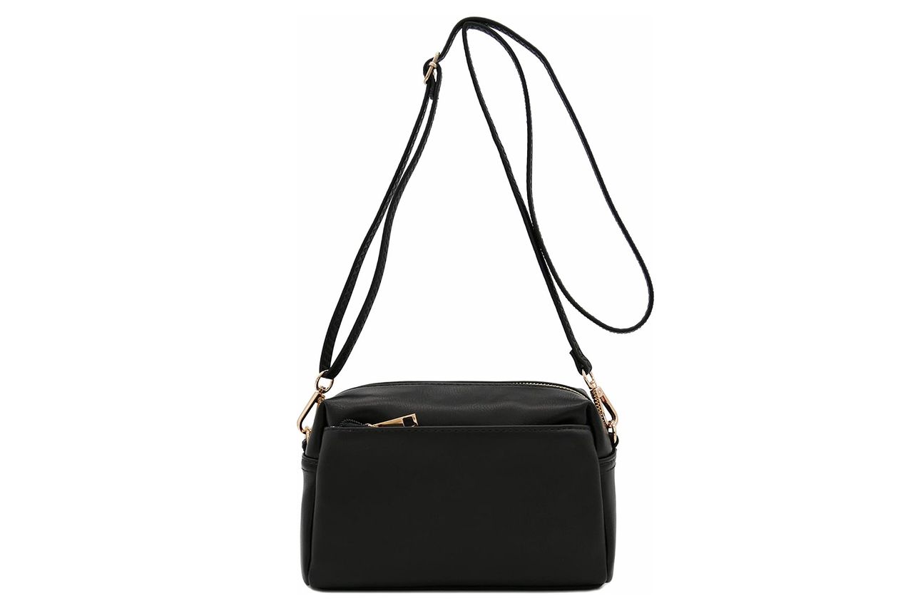FashionPuzzle Triple Zip Small Crossbody Bag