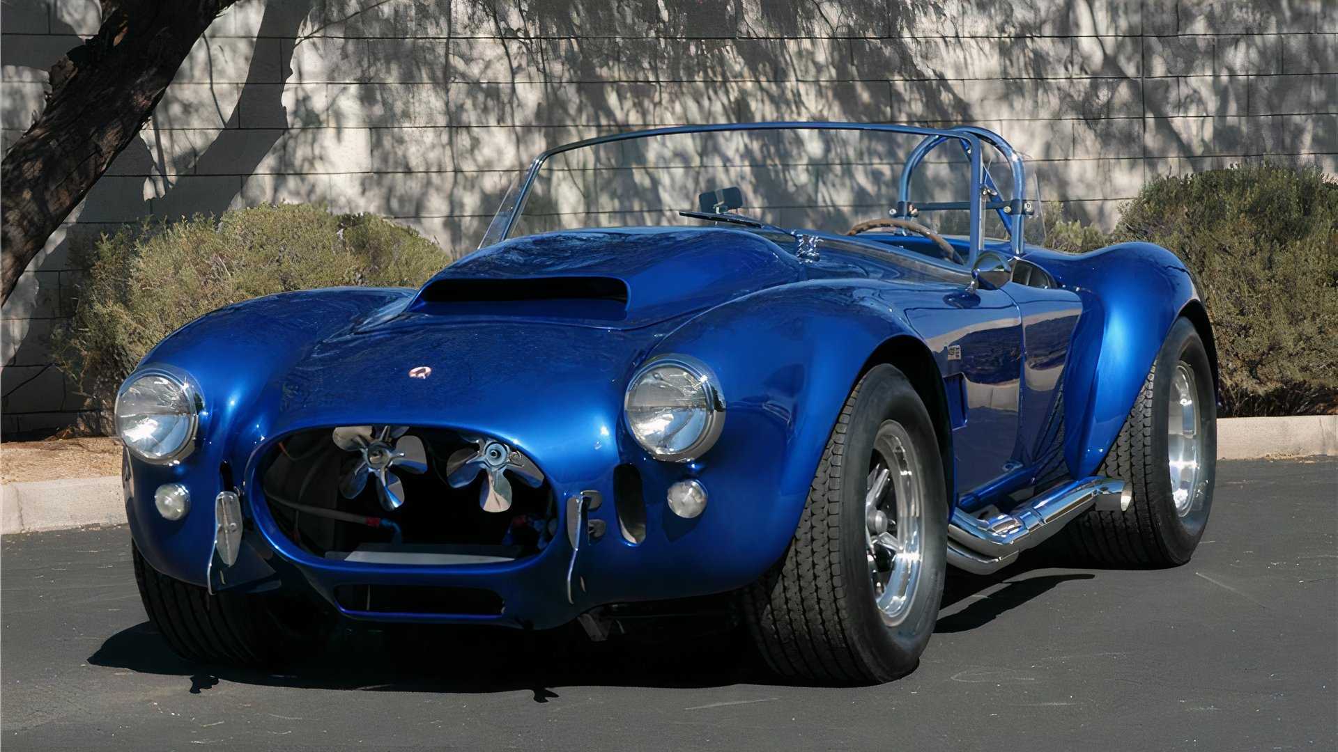 1966 shelby Cobra Super Snake, front quarter view, blue