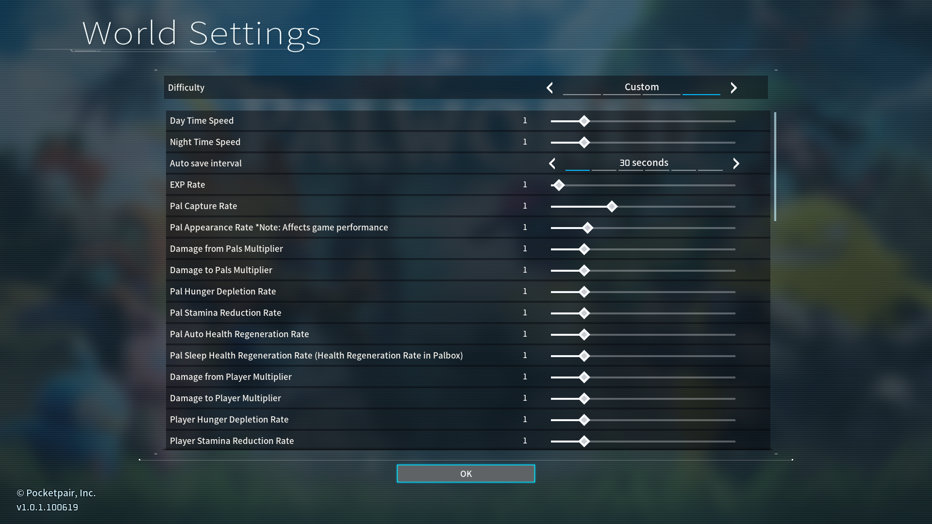 Palworld Custom World Settings