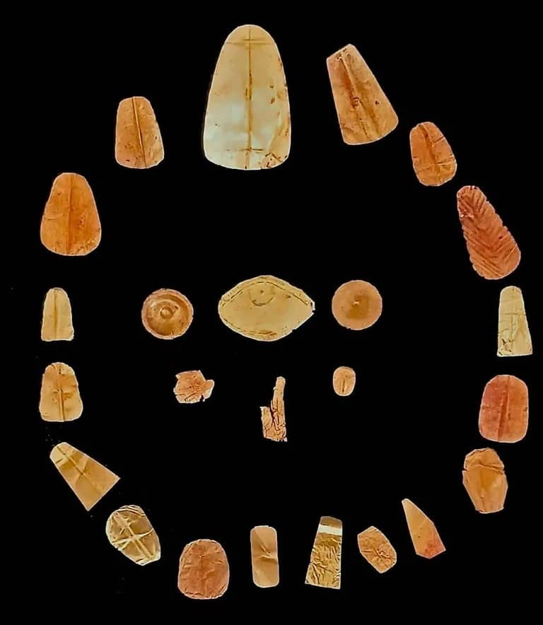 A selection of gold tongues uncovered inside the newly discovered Egyptian tombs. Credit: Egyptian Ministry of Tourism and Antiquities