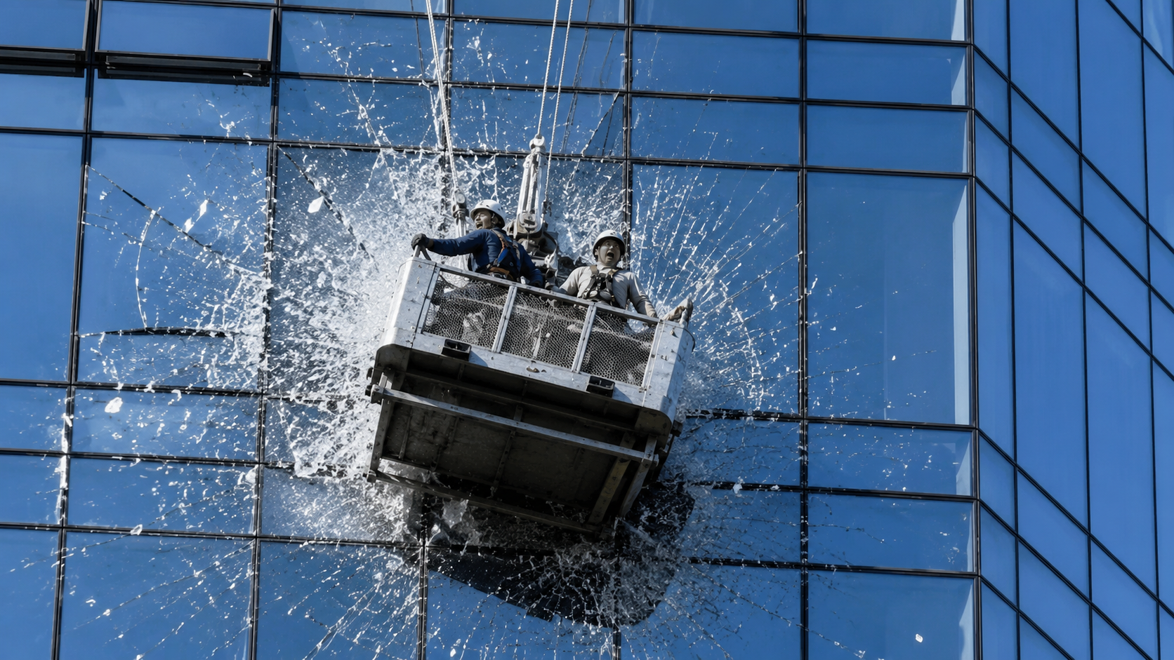 They were cleaning windows at 1,500 feet - then the wind slammed them ...