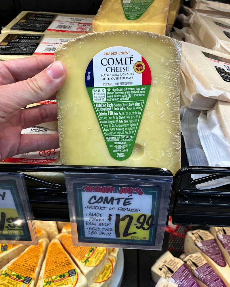 Comté cheese on shelf at Trader Joe's store