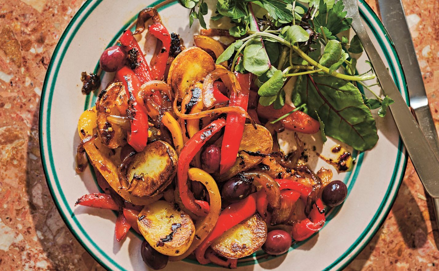 Peppers and potatoes in padella