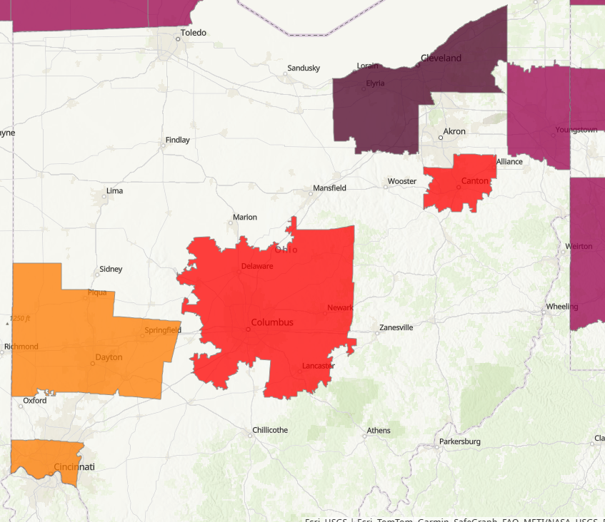 Ohio air quality map, latest AQI readings. Check conditions in your area