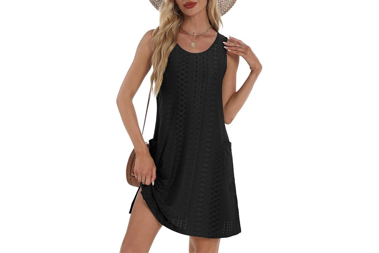 Coverup Summer Dresses for Women 2025 Eyelet Casual Loose Sleeveless Sundresses