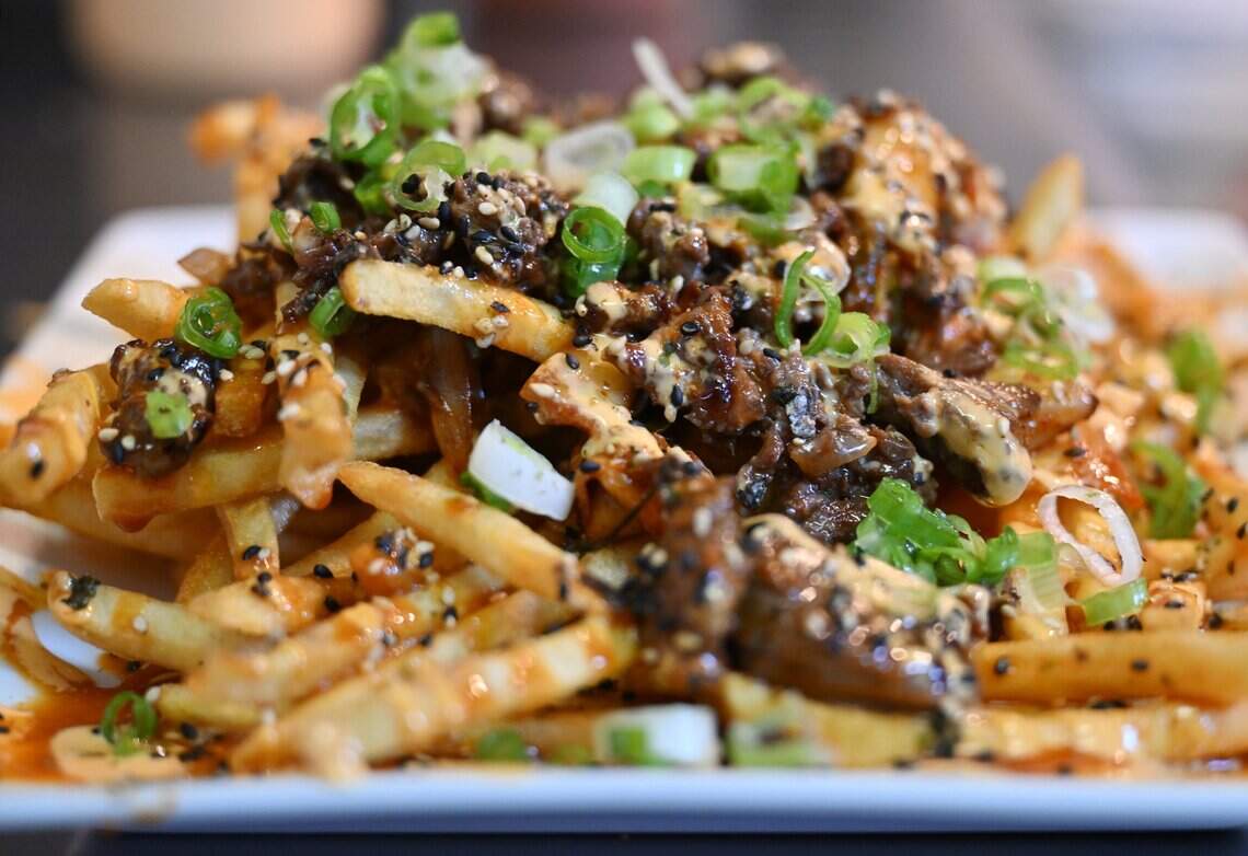 Kimchi fries from Little Leaf Bar & Restaurant, photographed Wednesday, July 15, 2026 in Fresno.