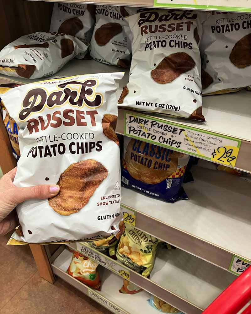 Dark Russet Potato Chips on shelf at Trader Joe's store