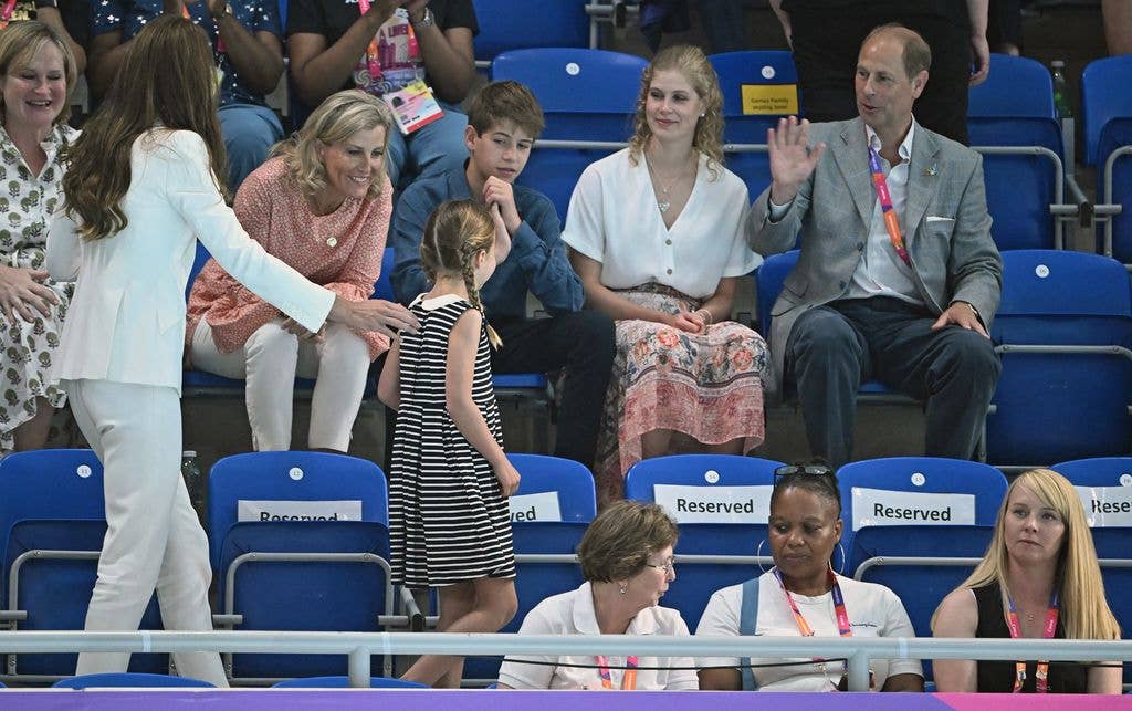 A photo of Prince Edward waving at Princess Charlotte