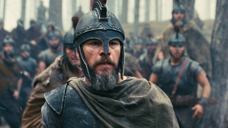 Odysseus looking frightened in full armor in The Odyssey