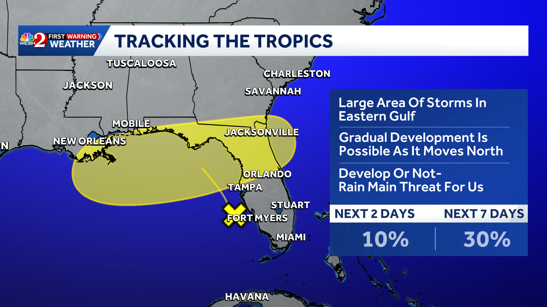 Disturbance off Florida's Gulf Coast bringing heavy rain this weekend