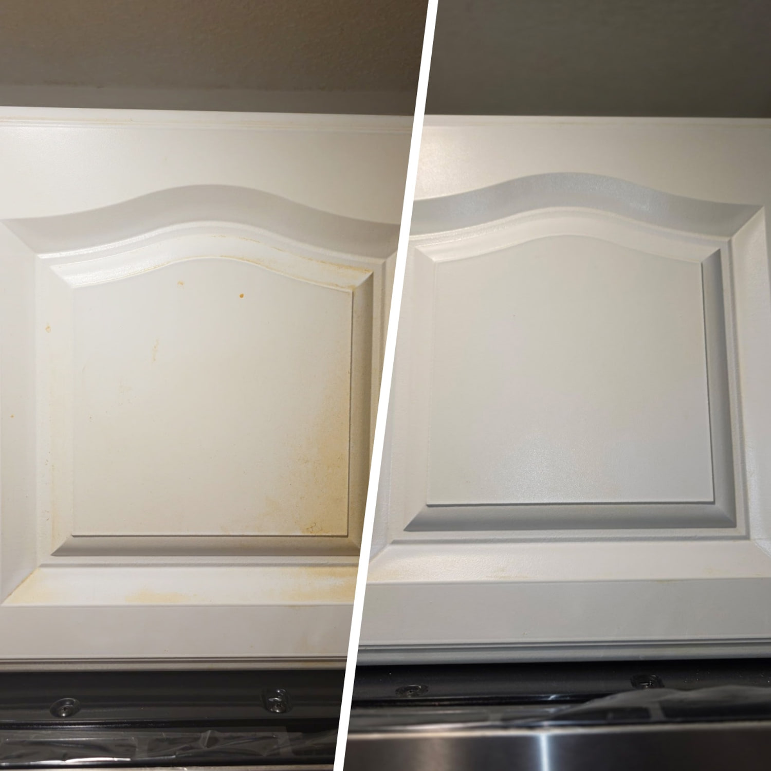 Easy-Off quickly made this cabinet look brand new with just three passes. (Courtesy Chrissy Callahan)