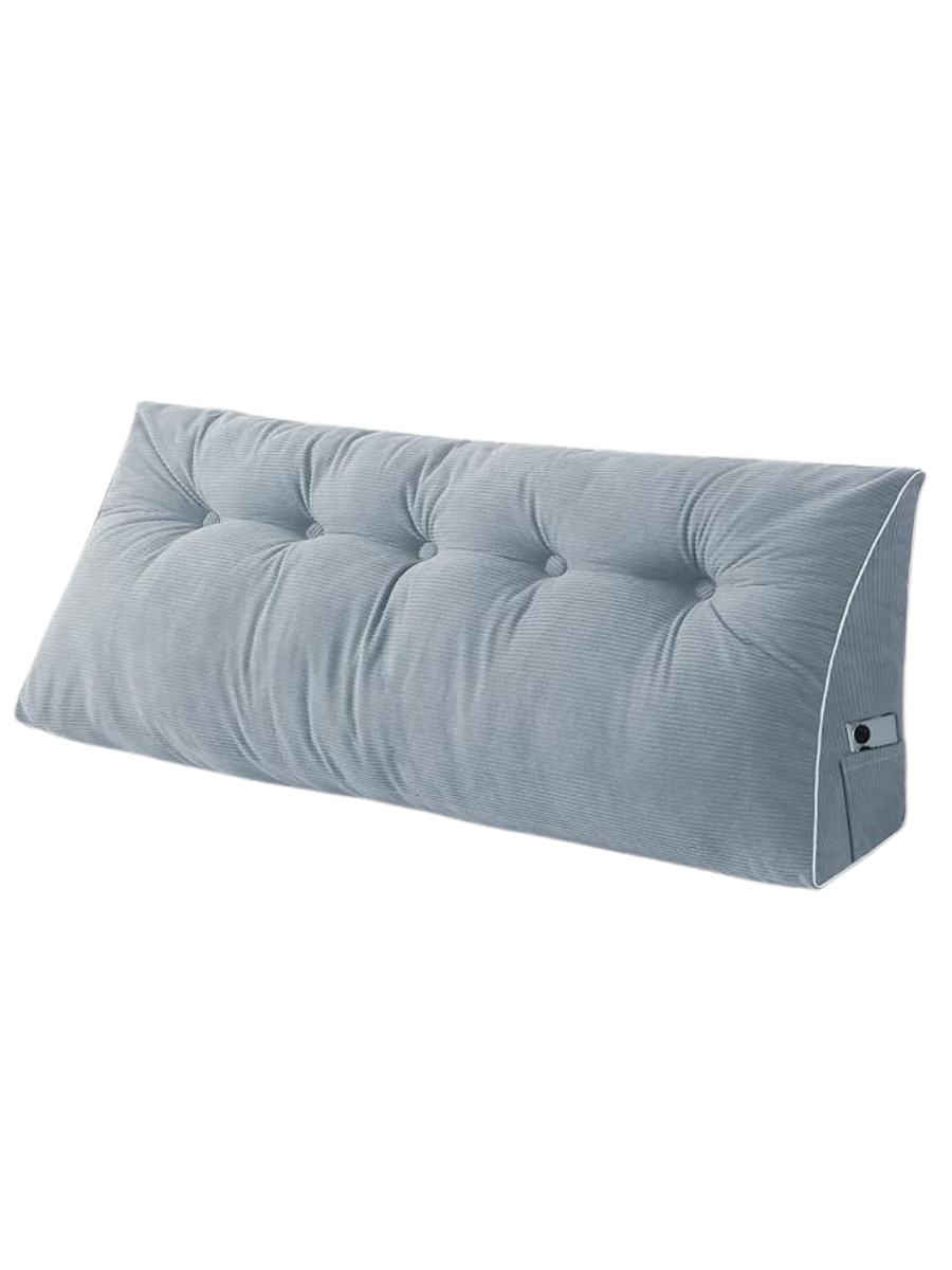 Sasttie Headboard Pillow Queen, Triangular Wedge Pillow Headboard, Wedge Headboard Pillow for Bed Sofa, Daybed Pillows for Sitting Up, Reading or Working With Removable Cover, Greyish Blue
