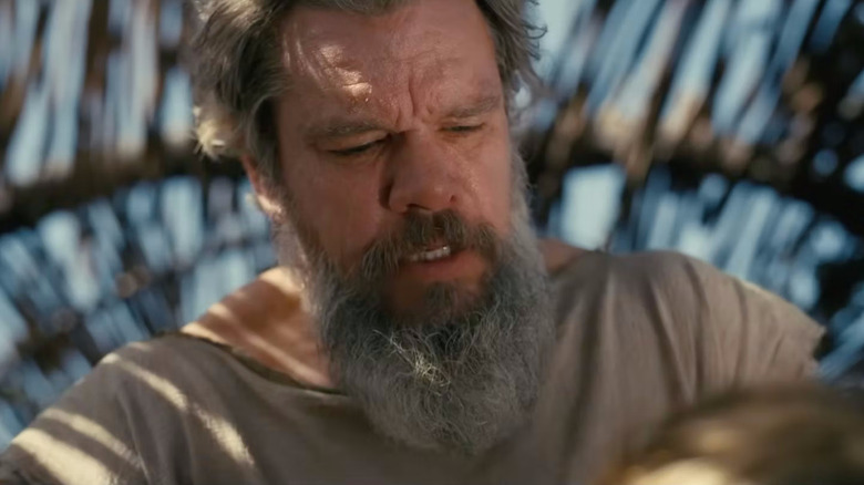An aged Odysseus on Calypso's beach in The Odyssey
