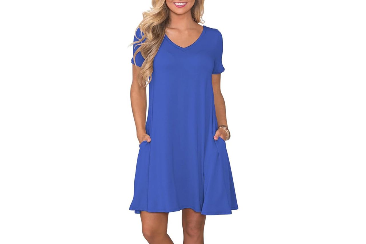 lionstill Women's Casual T Shirt Dress Summer Short Sleeve Swing Dresses with Pockets