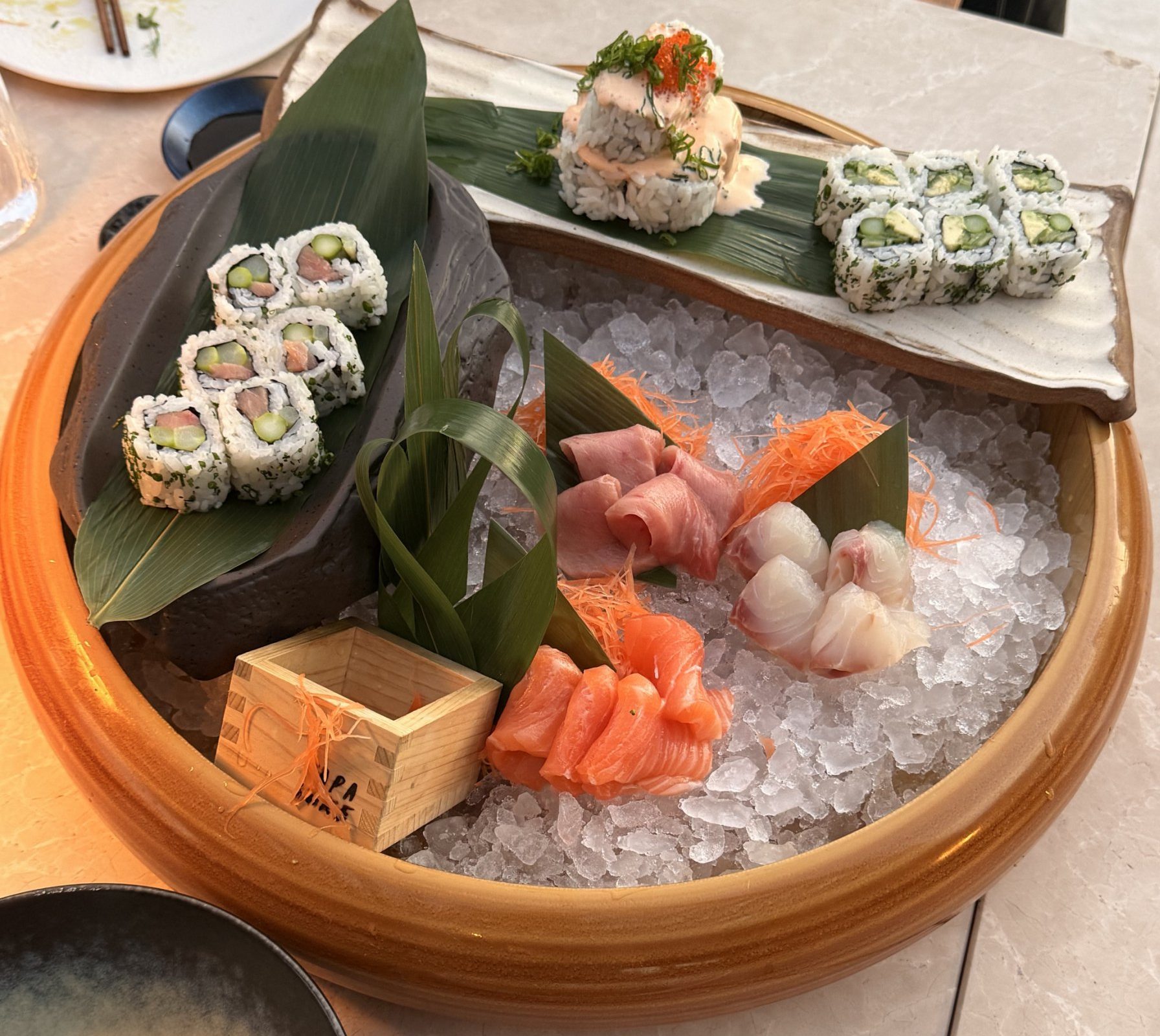 A tray of sushi at Tapasake