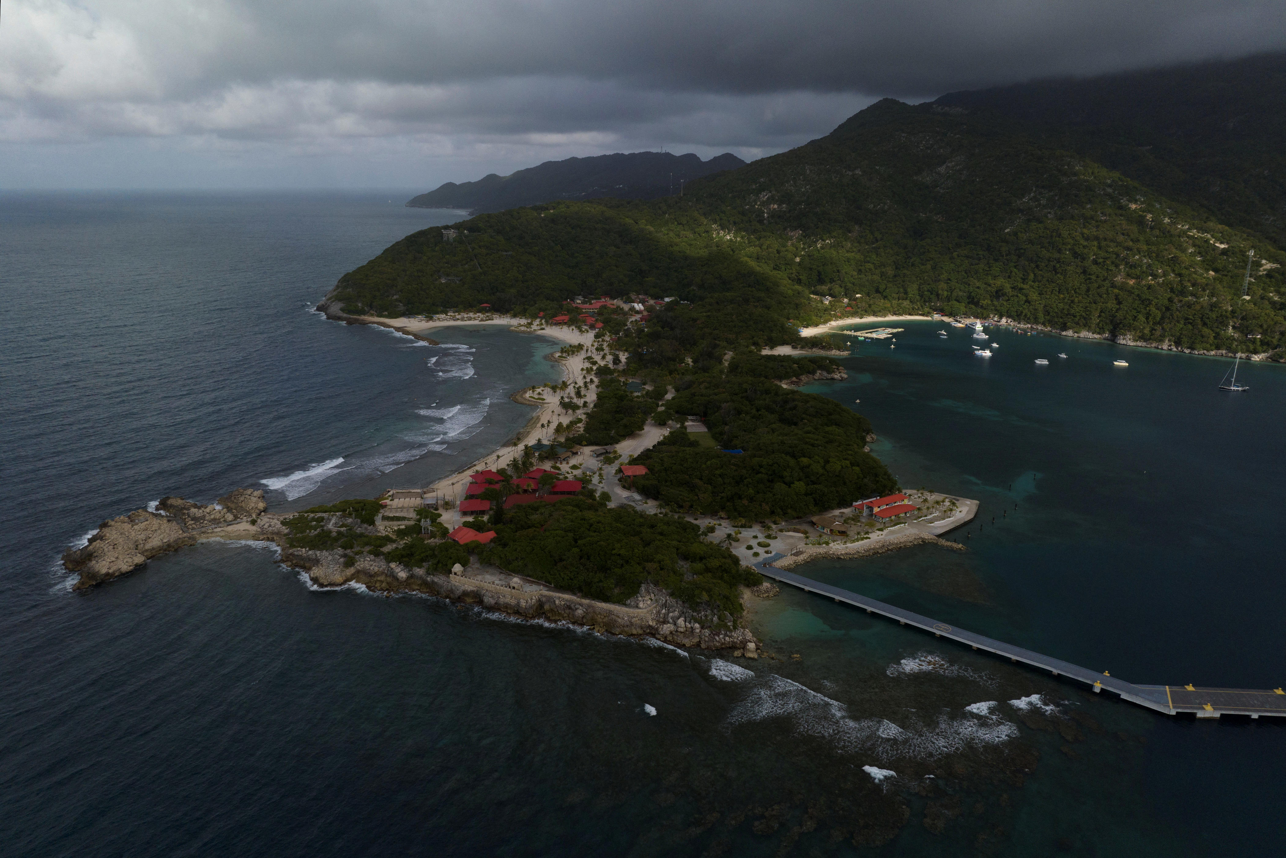 A drone view shows an empty Labadee touristic area of Cap-Haitien, Haiti April 25, 2024.
