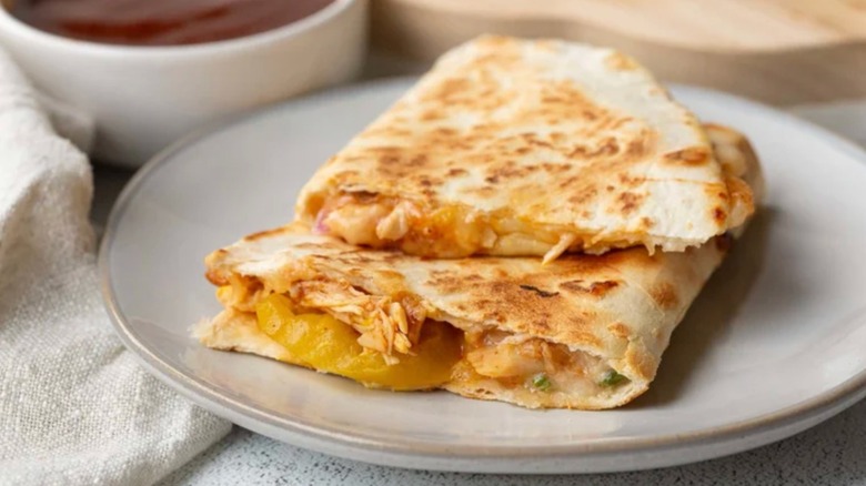 Quesadilla cut on a plate