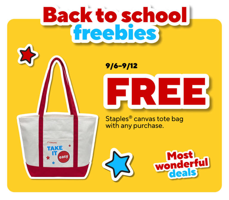Staples back to school freebies: Score weekly through September 12