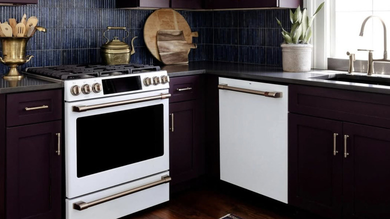 kitchen with plum details