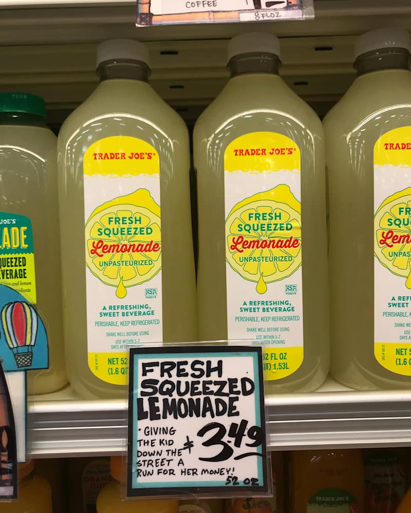 Fresh Squeezed Lemonade on shelf at Trader Joe's store
