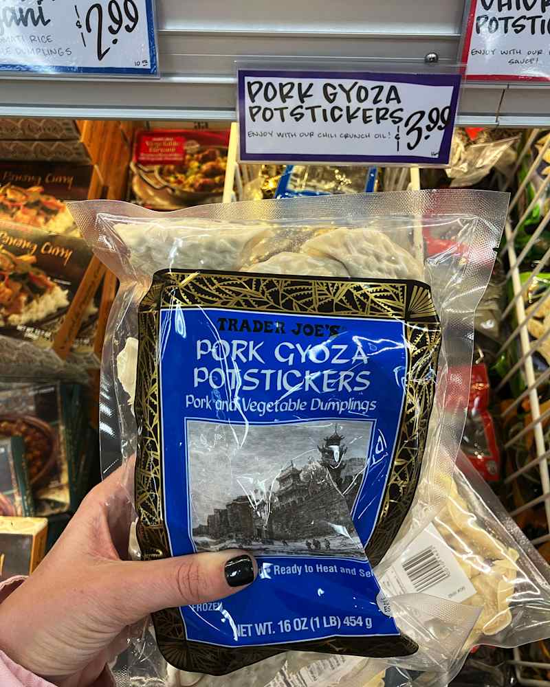 Pork Gyoza Potstickers on shelf at Trader Joe's store