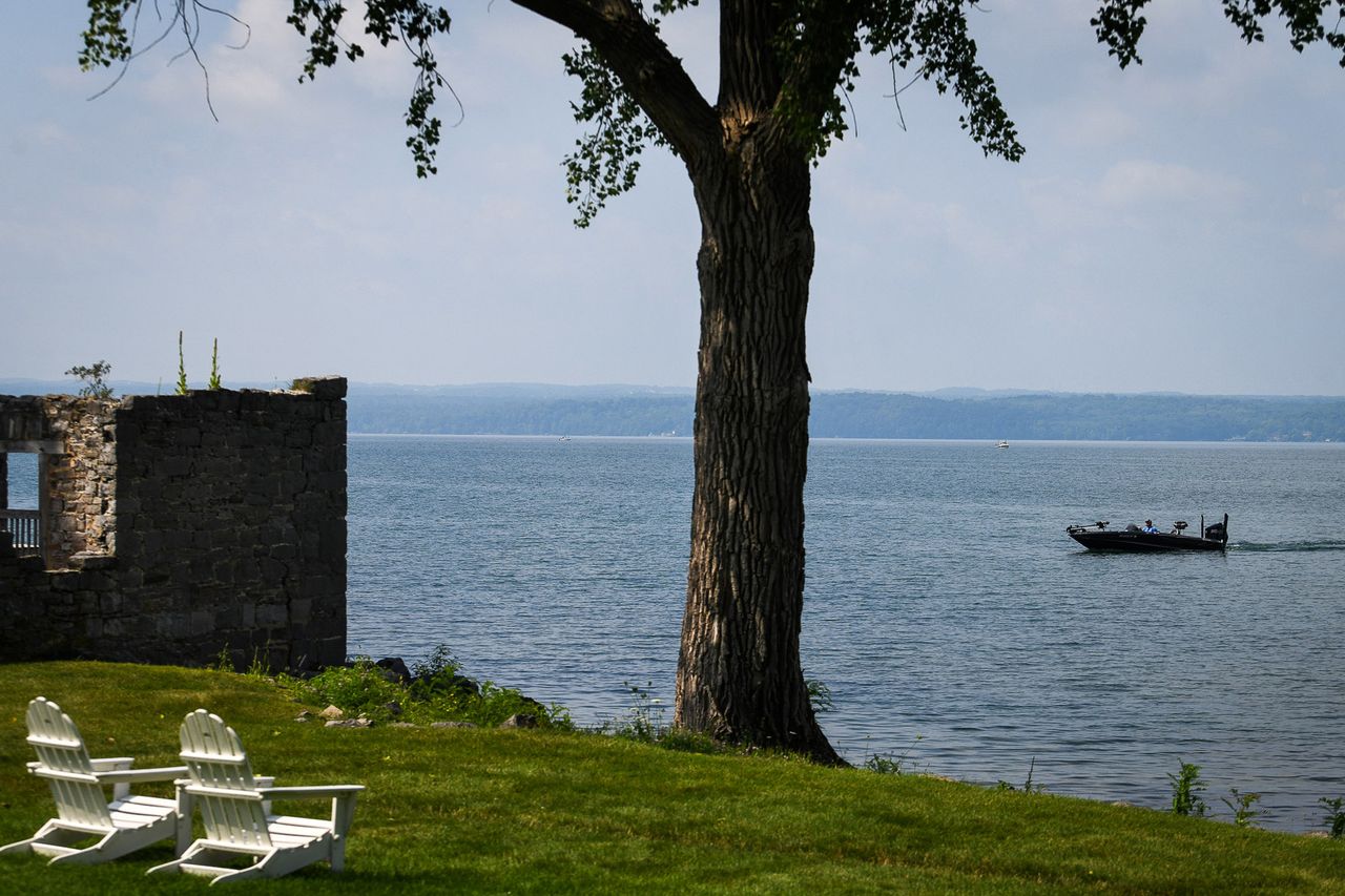 The back of The Inns of Aurora overlooking Cayuga Lake in Aurora, N.Y.