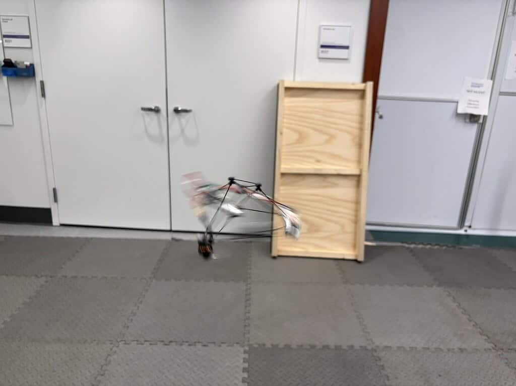 Drone in flight before reaching full acceleration. Credit: Northwestern University.