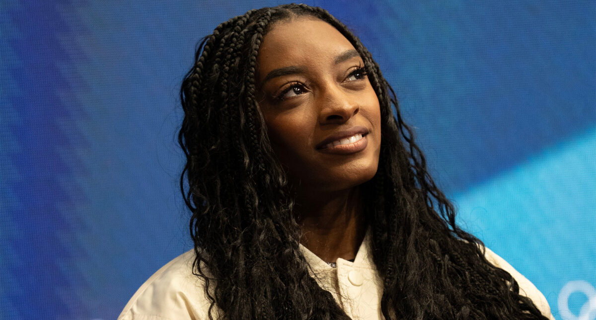 Simone Biles attends the ESPYS wearing 140 carats of diamonds (and a daring dress with a thigh-high slit)
