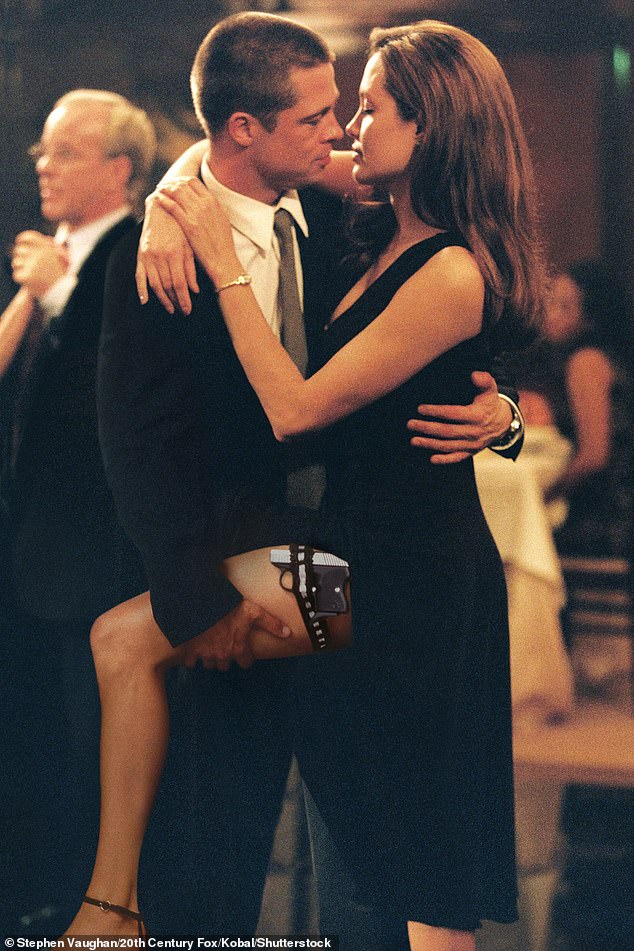 Pitt and Jolie infamously fell in love during the making of the 2005 movie while he was still married to his first wife Jennifer Aniston; Jolie and Pitt pictured in the film