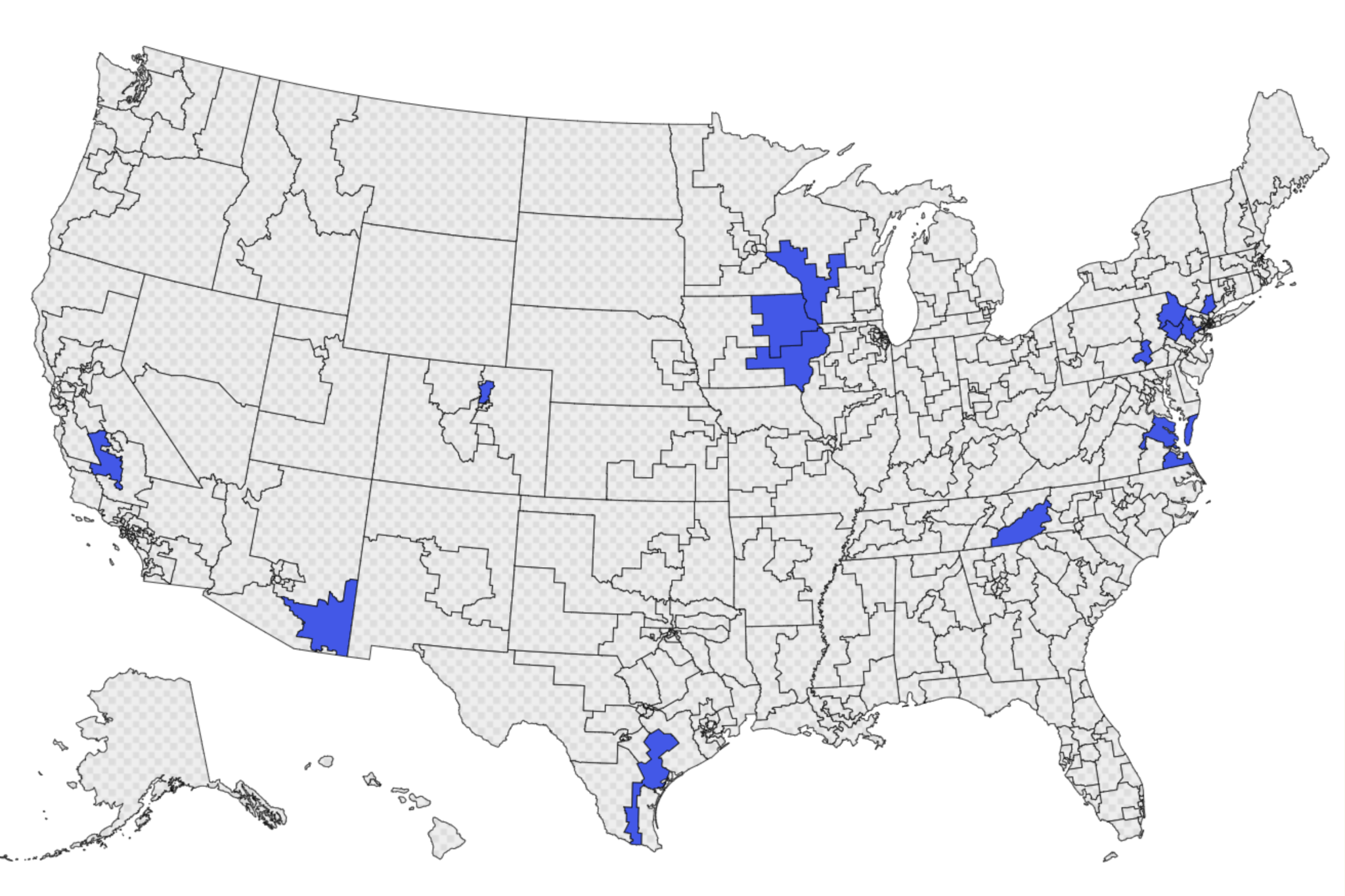 Map shows where Democrats massively outraising Republican incumbents