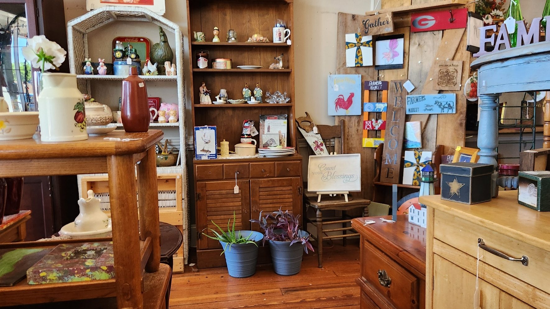 The inside of an antique store in downtown Commerce, Georgia.