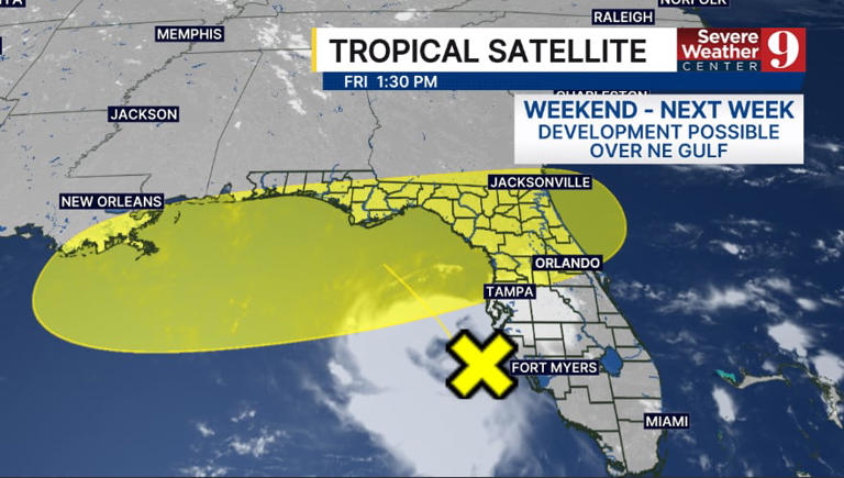 Florida tropical development chance increases as Gulf system forms