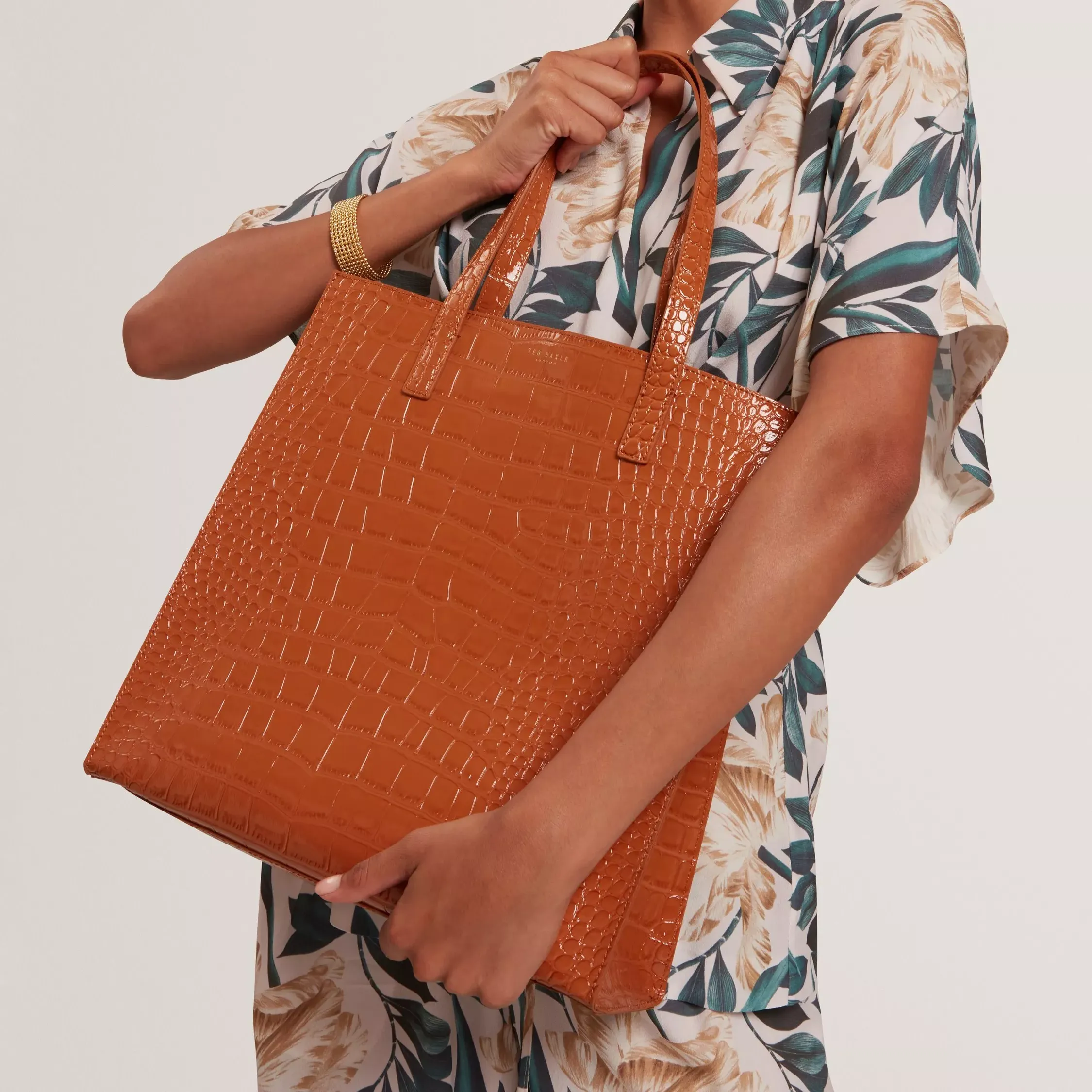 Ted Baker Wenella Mock Croc Tote Bag, Tan