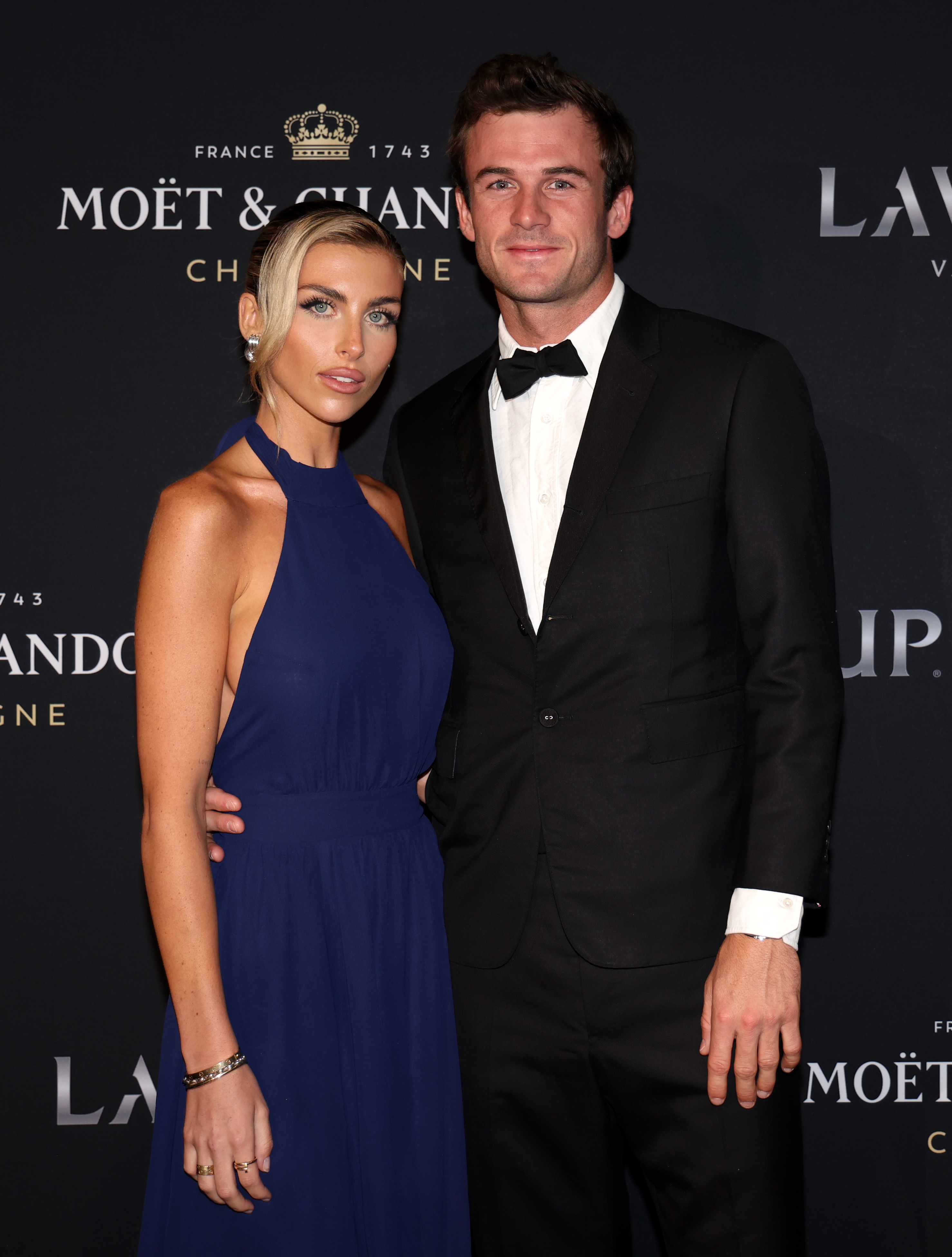 Tommy Paul and Paige Lorenze arrive on the black carpet for the Laver Cup Gala.