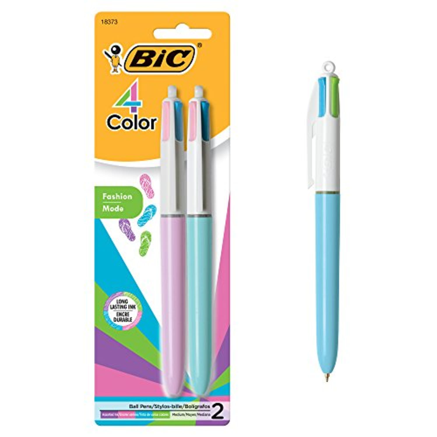 BIC 4 Color Fashion Ball Pen, Medium Point (1.0mm), Assorted, 2-Count (Amazon / Amazon)