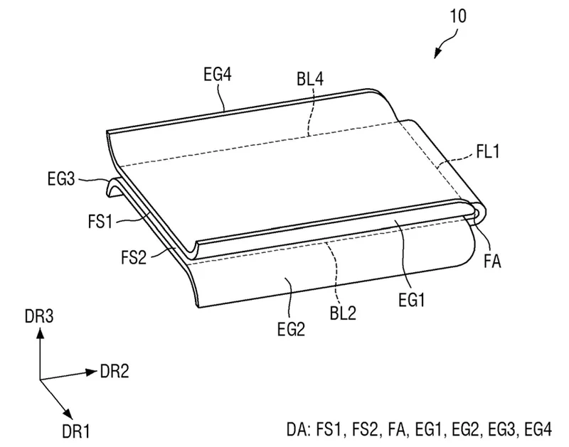 Closed up, those same curved edges could still light up, echoing Samsung's old Edge UX. | Image by USPTO