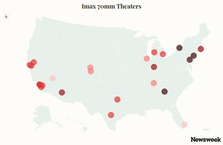 Map shows only IMAX cinemas in US to watch The Odyssey as Nolan intended